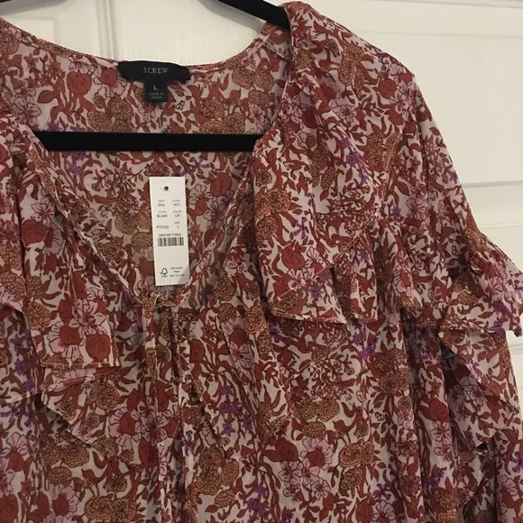 J. Crew Ruffle Crinkle Chiffon Top - Large - Picture 5 of 8